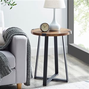 Walker Edison Mid-Century End Table - 18-in x 22-in - Black/Rustic Oak