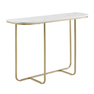 Walker Edison Modern End Table - 44-in x 30-in - Gold/White Faux Marble