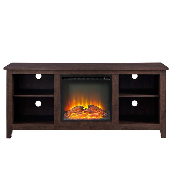 Walker Edison Farmhouse Fireplace TV Stand - 58-in x 25-in - Brown