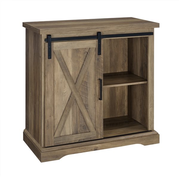 Walker Edison Rustic Farmhouse Storage Buffet - 32-in x 32-in - Rustic Oak