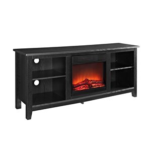 Walker Edison Farmhouse Fireplace TV Stand - 58-in x 25-in - Black