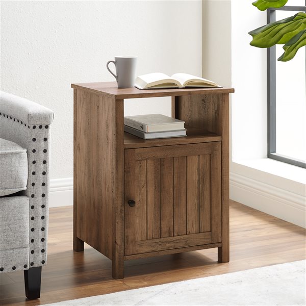 Walker Edison Modern End Table - 18-in x 24-in - Rustic Oak ...