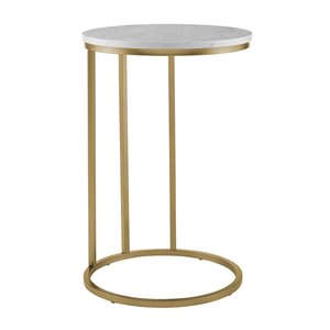 Walker Edison Glam End Table - 16-in x 24-in - Gold/White Marble