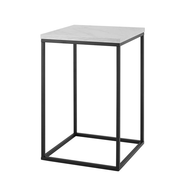 Walker Edison Glam End Table - 16-in x 24-in - Black/White Faux Marble