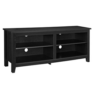Walker Edison Casual TV Cabinet with Open Storage - 58-in x 24-in - Black