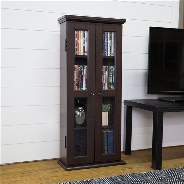 Walker Edison Media Storage Tower Cabinet - 41-in x 18-in - Espresso ...