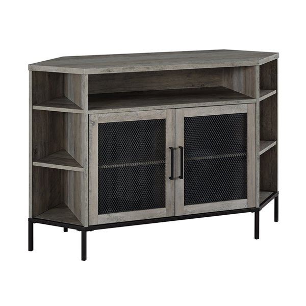 Walker Edison Industrial Corner TV Stand 48in x 32.25in Grey