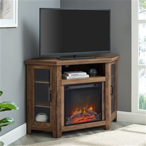 Walker Edison Casual Fireplace TV Stand - 48-in x 32-in - Rustic Oak