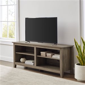Walker Edison Casual TV Cabinet with Open Storage - 58-in x 24-in - Grey