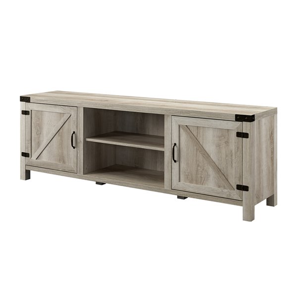Walker Edison Farmhouse TV Cabinet with 2 Doors - 70-in x 24-in - White ...