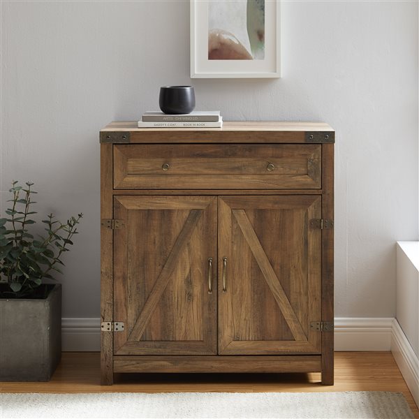 Walker Edison Farmhouse Storage Accent Cabinet - 30-in x 33-in - Reclaimed Barnwood