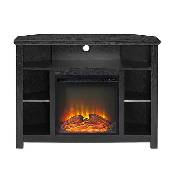 Walker Edison Country Fireplace TV Stand - 44-in x 30-in - Black