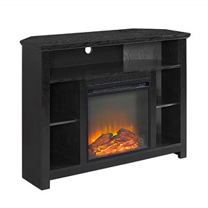 Walker Edison Country Fireplace TV Stand - 44-in x 30-in - Black