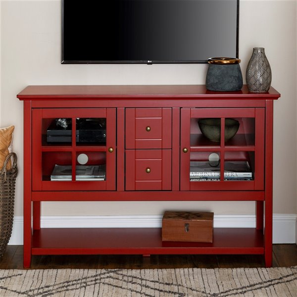 Walker Edison Console Table and TV Cabinet - 52-in x 16-in x 35-in - Antique Red