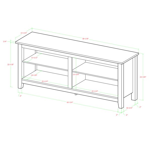 Walker Edison Casual TV Cabinet with Open Storage - 58-in x 24-in - Espresso