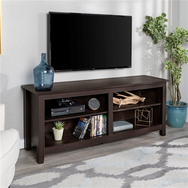Walker Edison Casual TV Cabinet with Open Storage - 58-in x 24-in ...
