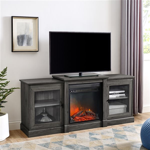 Walker Edison MidCentury Fireplace TV Stand 60in x 26.25in Slate