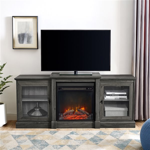 Walker Edison MidCentury Fireplace TV Stand 60in x 26.25in Slate
