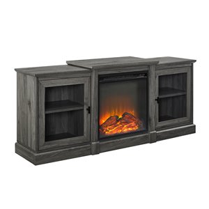 Walker Edison Mid-Century Fireplace TV Stand - 60-in x 26.25-in - Slate Grey