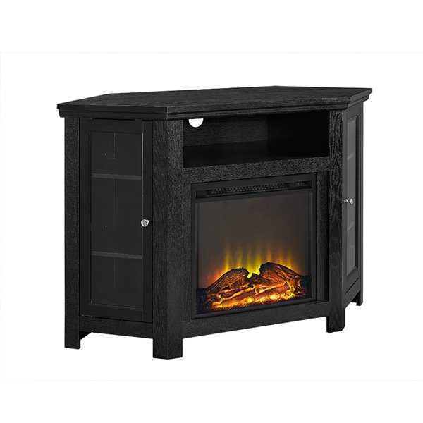 Walker Edison Casual Fireplace TV Stand 48in x 32in Black