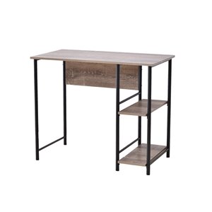 Bureau d'allure industrielle avec deux tablettes JR Home Collection, 40 po, brun/noir