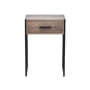 JR Home Collection Industrial Look Side Table With Drawer - 12-in - Brown/Black