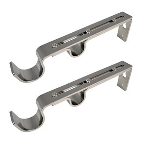 Versailles Home Fashions Double Wall Bracket - 22/25/28 Front Cup and 16/19mm Back Cup - Brushed Nickel - 2-pack