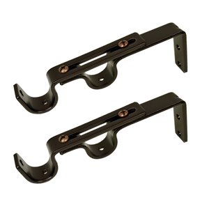 Versailles Home Fashions Double Wall Brackets - 16/19mm Rod - Espresso - 2-pack