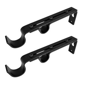 Versailles Home Fashions Double Wall Bracket - 22/25/28 Front Cup and 16/19mm Back Cup - Black - 2-pack