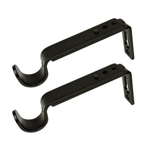 Versailles Home Fashions Single Wall Brackets - 16/19mm Rod - Black - 2-pack