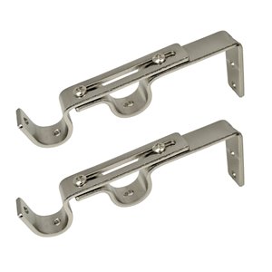 Versailles Home Fashions Double Wall Brackets - 16/19mm Rod - Brushed Nickel - 2-pack