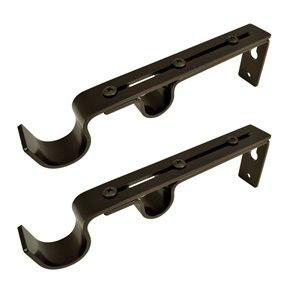 Support mural double pour tringle Versailles Home Fashions, 22/25/28mm en avant et 16/19mm en arrière, espresso, 2 mcx