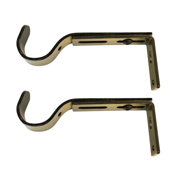 Versailles Home Fashions Single Wall Brackets - 22/25/28mm Rod - Antique Brass - 2-pack