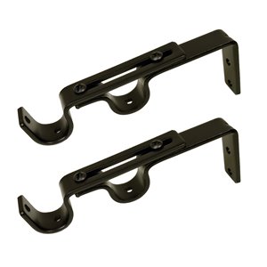 Support mural double pour tringle Versailles Home Fashions, 16/19mm, noir, 2 mcx