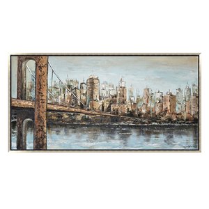 Oakland Living Wall Art - Cityscape - Silver Wooden Frame - 55-in x 28-in