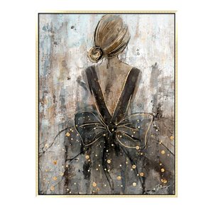 Oakland Living Wall Art - Girl Dress - Gold Wooden Frame - 35-in x 47-in