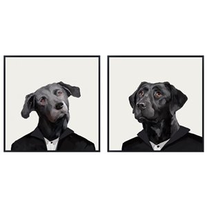 Oakland Living Wall Art - Dog in Suits - Black Wood Frame - 39-in x 39-in - 2/Pk