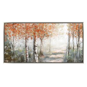 Oakland Living Wall Art - Autumn White Birch - Silver Wood Frame - 55-in x 28-in