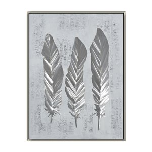 Oakland Living 3D Wall Art - Feathers - Silver Wood Frame - 35-in x 47-in