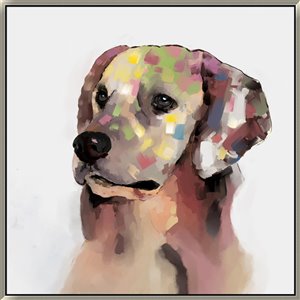 Oakland Living Wall Art - Rainbow Labrador - White Frame - 39-in x 39-in