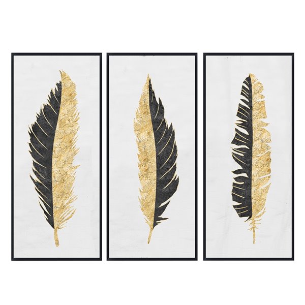 Black Feathers On Wood Wall Art