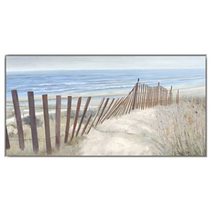Oakland Living Wall Art - Beach Sand Dune - Silver Wood Frame - 47-in x 24-in