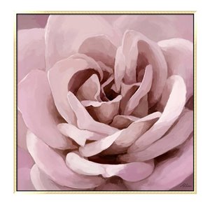 Oakland Living Wall Art - Pink Floral - Gold Wooden Frame - 39-in x 39-in