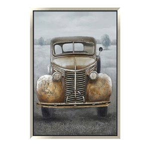 Oakland Living Aluminum 3D Wall Art - Truck - Silver Wood Frame - 39-in x 59-in