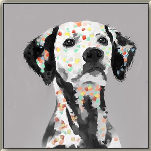 Oakland Living Wall Art - Rainbow Dalmatian - Black Wood Frame - 39-in x 39-in
