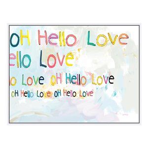 Oakland Living Acrylic Wall Art - Hello Love Text - White Frame - 39-in x 30-in