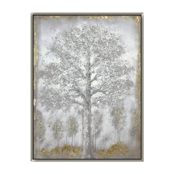 Download Oakland Living 3d Wall Art Snowy Trees Silver Wood Frame 35 In X 47 In Cd 7203 Rona