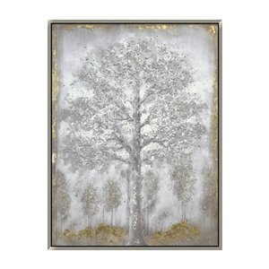 Oakland Living 3D Wall Art - Snowy Trees - Silver Wood Frame - 35-in x 47-in