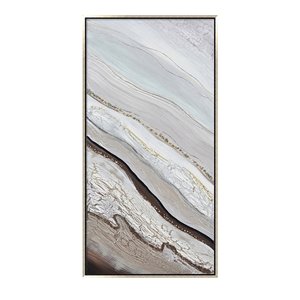 Oakland Living Acrylic Wall Art - Abstract - Silver Wooden Frame - 28-in x 55-in