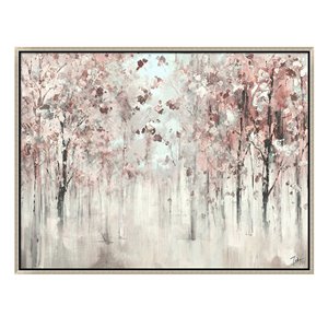Oakland Living Wall Art - Pink Trees - Silver Wooden Frame - 47-in x 35-in